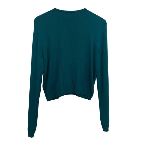 Moda International Silk Blend Cropped Cardigan Sweater Women Size L Soft Green - Picture 2 of 7